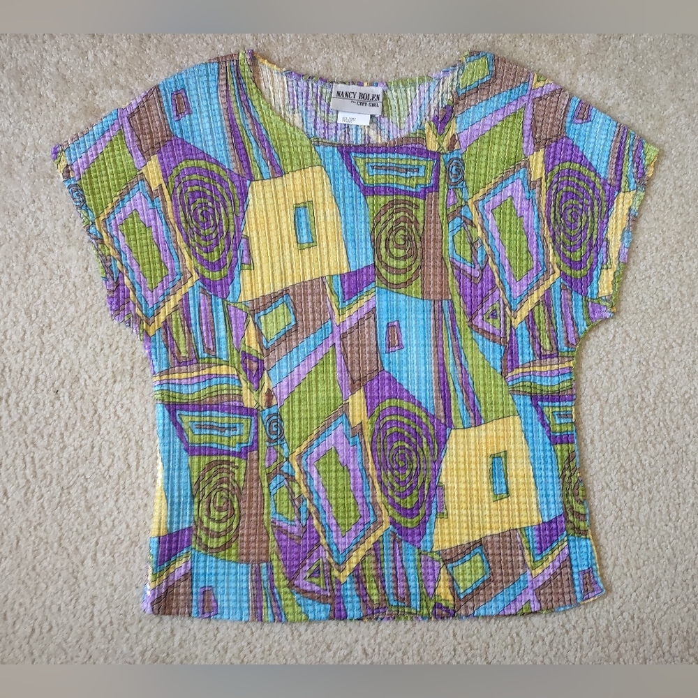 Vintage Nancy Bolen City Girl Crinkle Top